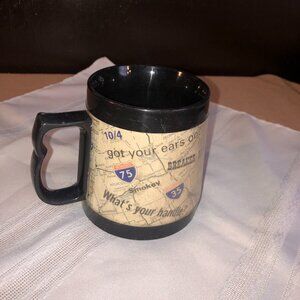 Vintage 1970's Thermo-Serv Insulated Mug, CB Call Signs, Map, Trucker Mug